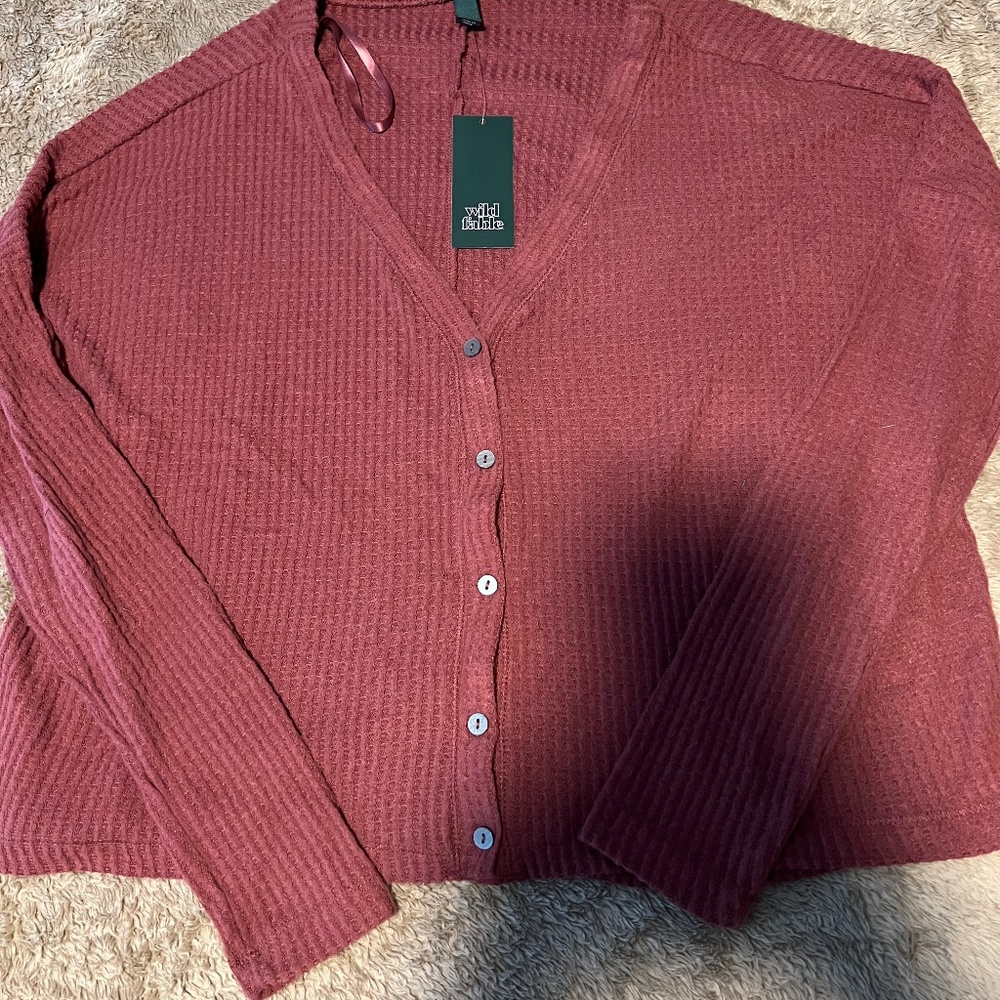 Wild Fable Waffle-knit Long Sleeve Top, Medium